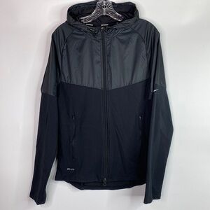 Nike Dri Fit Black Full Zip Hooded Running Jacket Size Small Men's